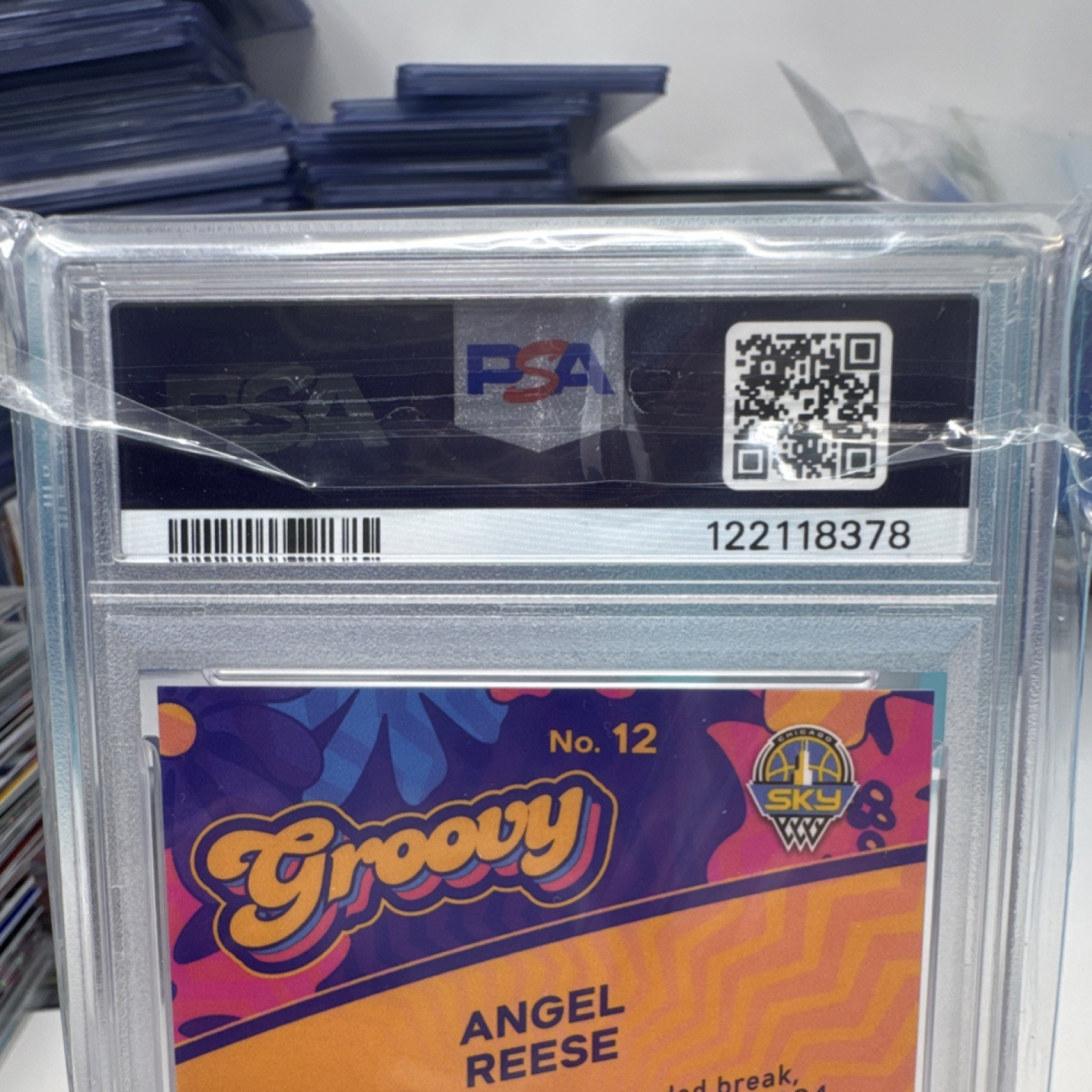 2024 Panini Prizm WNBA Angel Reese Groovy Orange Pulsar Rookie /75 #12 RC PSA 9 view 6