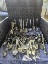 Vintage Lot Of Mixed Brands Silverplated Flatware For Crafts,Use Or Repurpose #B
