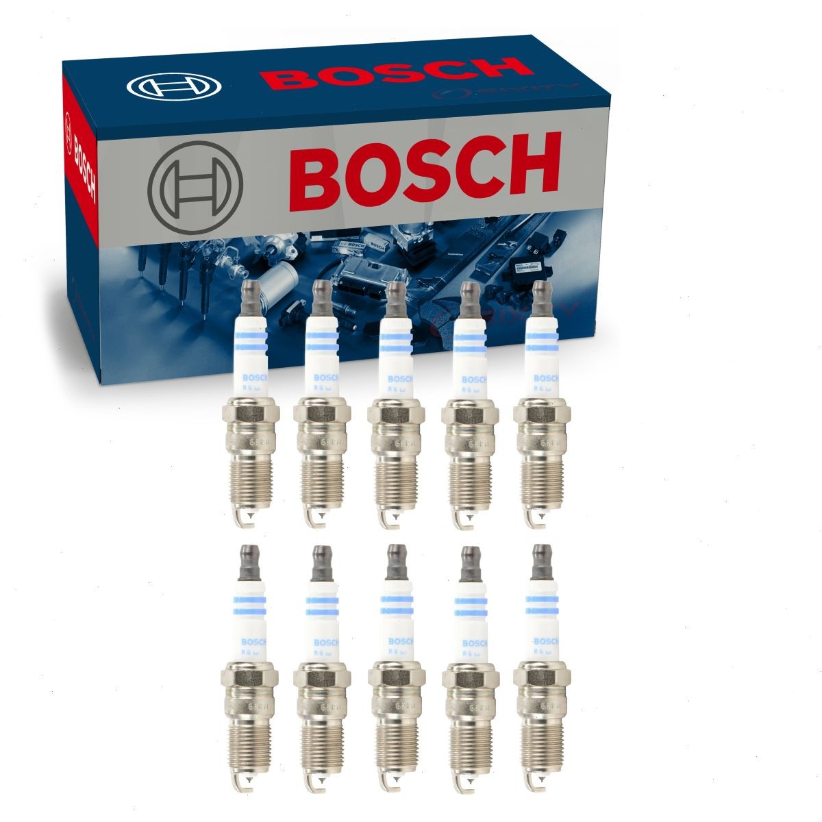 10 pc Bosch Double Platinum Spark Plugs for 1997 Ford Econoline Super Duty iv