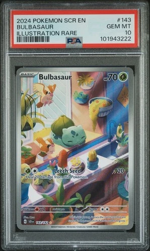 Pokémon Bulbasaur Stellar Crown Illustration Rare Card 143/142 PSA 10