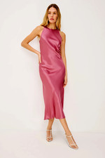 Rails Solene Slip Maxi Dress Sz Medium Satin Malibu Pink Silky Evening  NWT $248