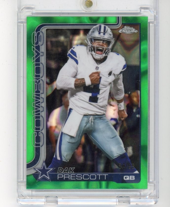 Dak Prescott Green Refractor /99: 2025 Topps Chrome Football. Cowboys QB! 🔥