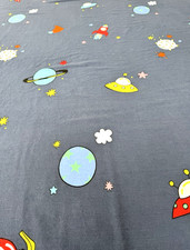 Kids Twin Comforter Cover Outer Space Rockets Reversible Checks with Zip