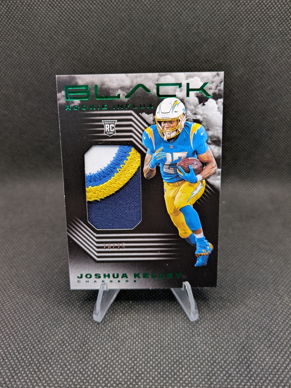 Joshua Kelley Panini Black Rookie Influx Memorabilia #RI36 Emerald