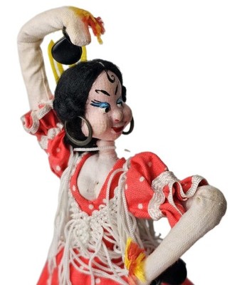 Vintage Roldan Klumpe Handcrafted Spanish Artisan Cloth Doll Flamenco Dancer