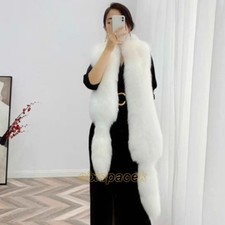 Women Whole Pelt Real Blue Fox Fur Shawl Scarf Cape Wrap Collar Neck Warmer