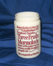 Słoik na marmoladę z trzema owocami Dundee ~ Szkło BEZ POKRYWKI 1930-50s James Keiller & Son