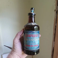 SANFORD'S INKS & LIBRARY PASTE ONE PINT EMB WITH LABELS & POUR TUBE STOPPER NICE