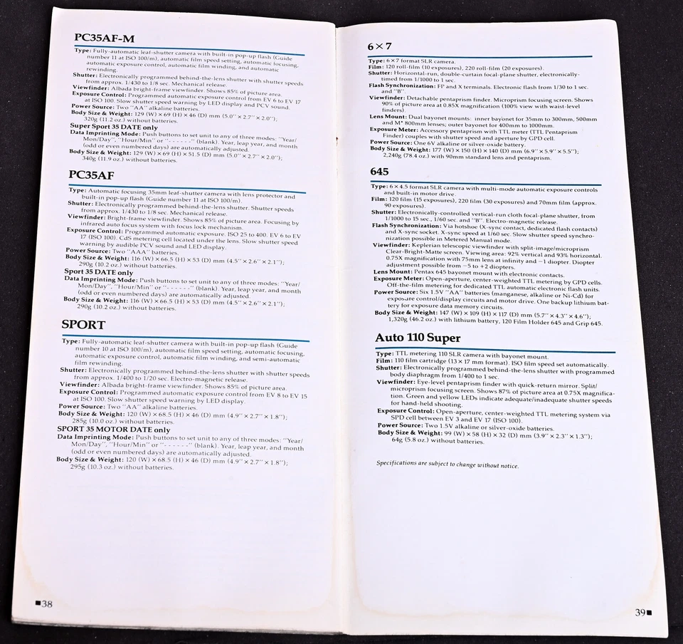 Original Pentax Cameras Brochure 1985 Edition - Excellent - Image 4 of 4