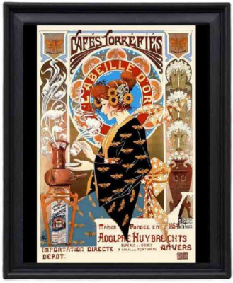 Cafe Torrifies L'abeille D'or Vintage French Ad 11x14 black picture frame