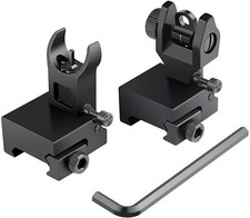 Flip Up Iron Front Sight Flip Up Iron Rear Sight, Picatinny and Weaver Rail