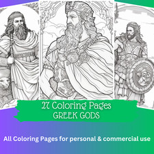 27 Greek gods coloring pages to print  POD permission No. 158 