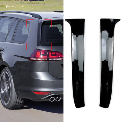 2PCS Rear Side Window Spoiler Gloss Black Fits VW Golf 7 Variant Wagon 2013-2017