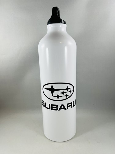 Subaru White Aluminum Water Bottle 25 fl oz. w/Screw Lid 9" tall