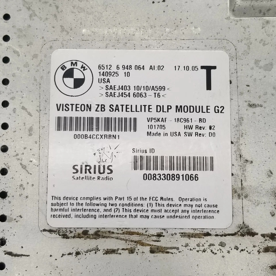 Bmw 525I 328I E90 2005 2006 audio radio remoto receptor de satélite 6948064 OEM Foto 3 de 4