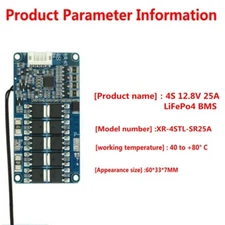 4S 25A 12.8V With Balance LiFePo4 Battery BMS Protection PCB Board Equalizer AEU