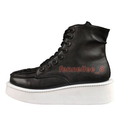 Mens Gothic Lace Up Creeper Sneaker Platform Boots DEMONIA Gothic Mid-Calf Creeper Black Sneakers with Chains main image 2