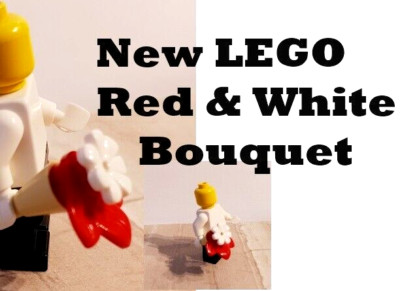 New LEGO Bouquet Red White Handle Wedding Bride Groom Gift Wife Forever Flower
