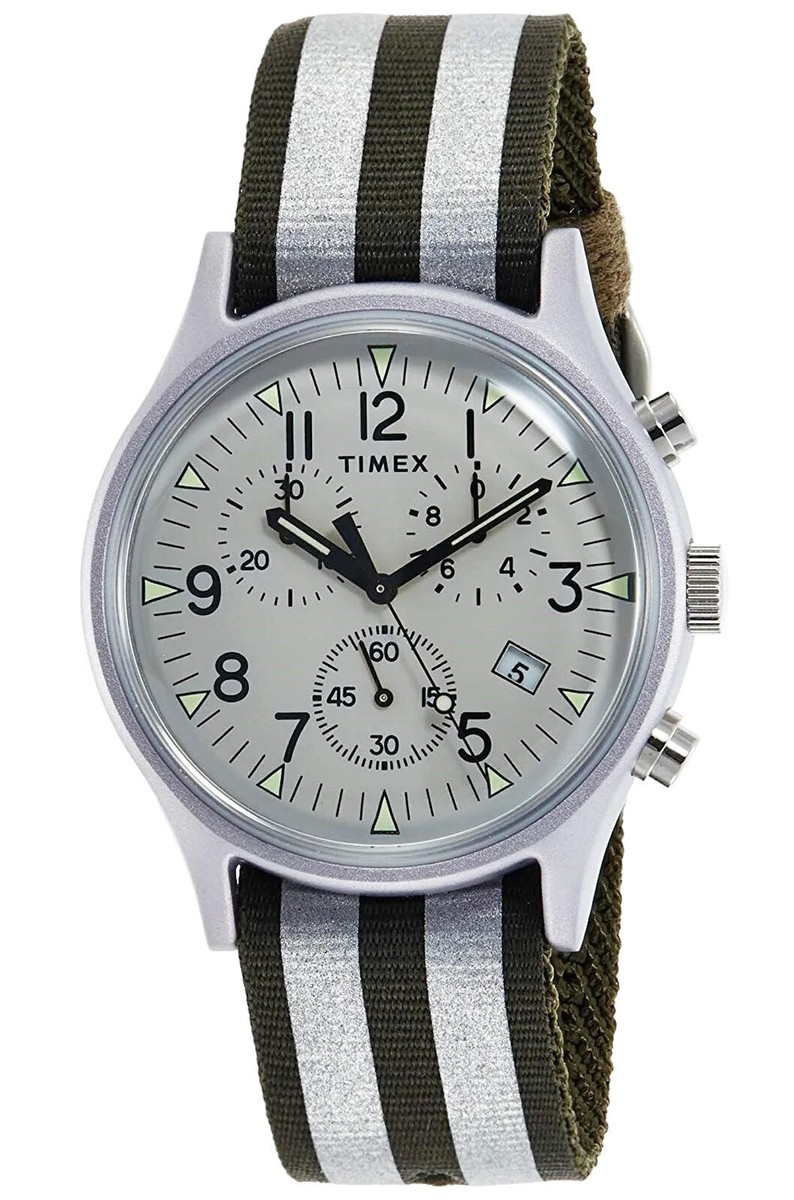 Timex Mk1 Quartz Aluminum Silver Chronograph Indiglo Unisex Watch