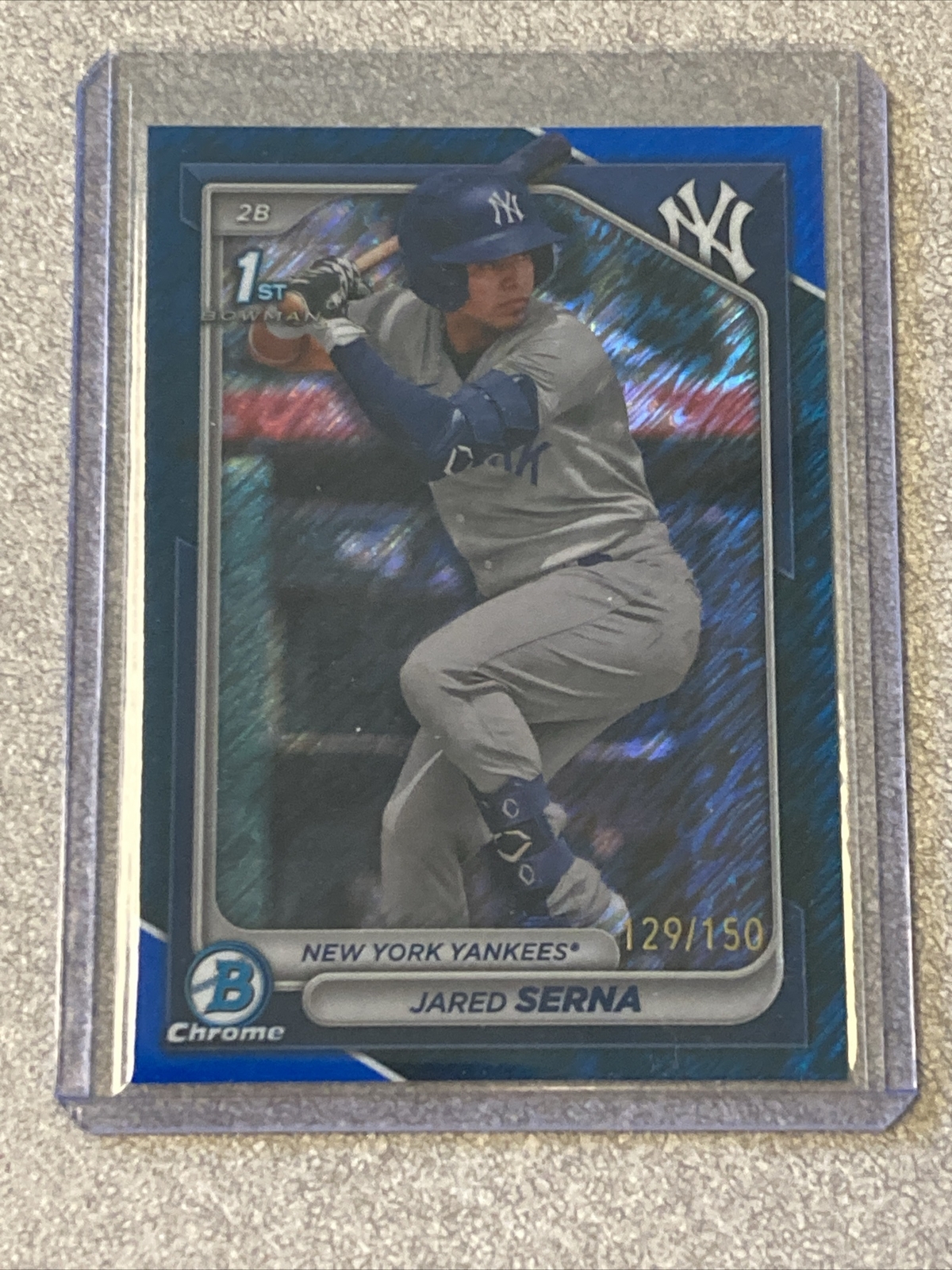 JARED SERNA 2024 Bowman Chrome 1st Prospect Card Yankees BLUE SHIMMER /150