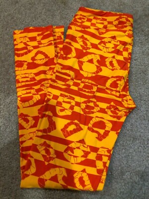 Lularoe Plus OS One Size Leggings Vintage Galloween Vampire Teeth Red Orange