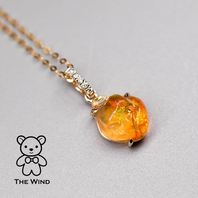 2.06 Carat Mexican Fire Opal \u0026 Diamond 