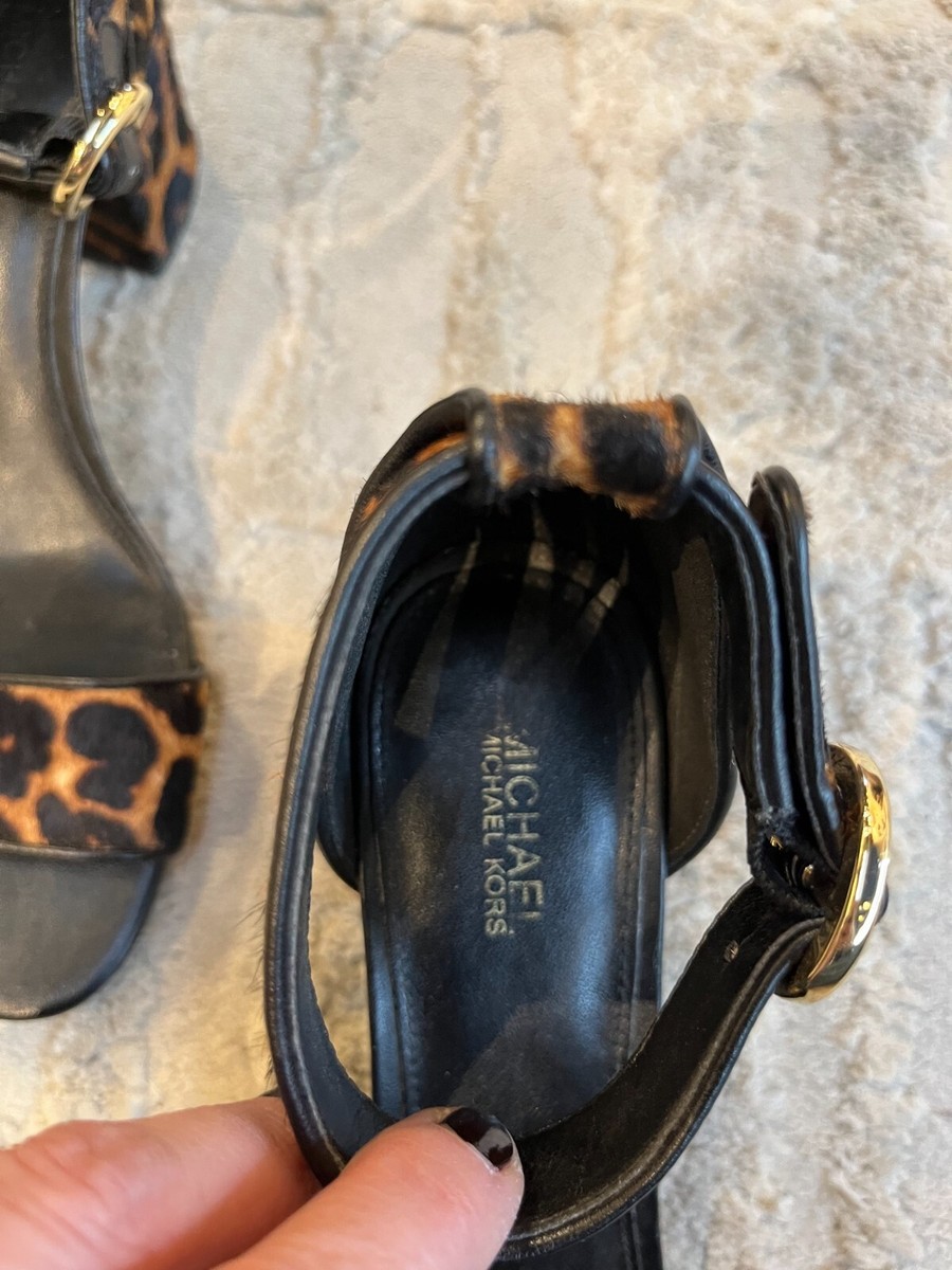 Michael Kors Lena Leopard Sandals Size 7 Brown Black | eBay