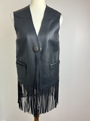 Scully 276643 Women's LARGE Eva Mesh Back leather Vest Black Outerwear Western - Picture 1 of 12