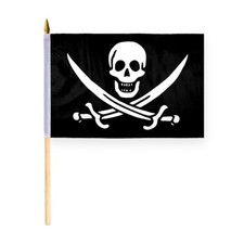 Calico Jack Rackham Rackum Jolly Roger Pirate Stick Flags,12x18 Inch,10 Pack