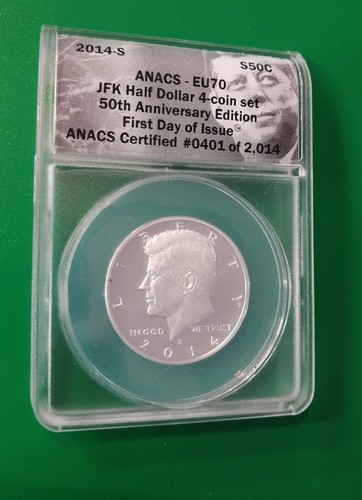2014 JFK argento mezzo dollaro set di 4 monete 50 ° anniversario tutto classificato 70 perfetto * - Foto 5 di 6