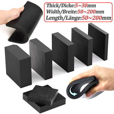 Thick 5mm 10mm 15 20 30 50mm  Black SOLID RUBBER SHEETING Rubber Sheets Pad Mat