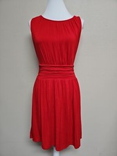 EXPRESS Women's Dress A-Line Sleeveless Round Neck Red Color Stretch.Size XS
