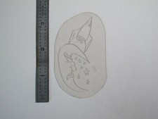 vtg 1960s 1970s Tattoo acetate stencil Angry Moon Bumped by Rocket signed SKY3
