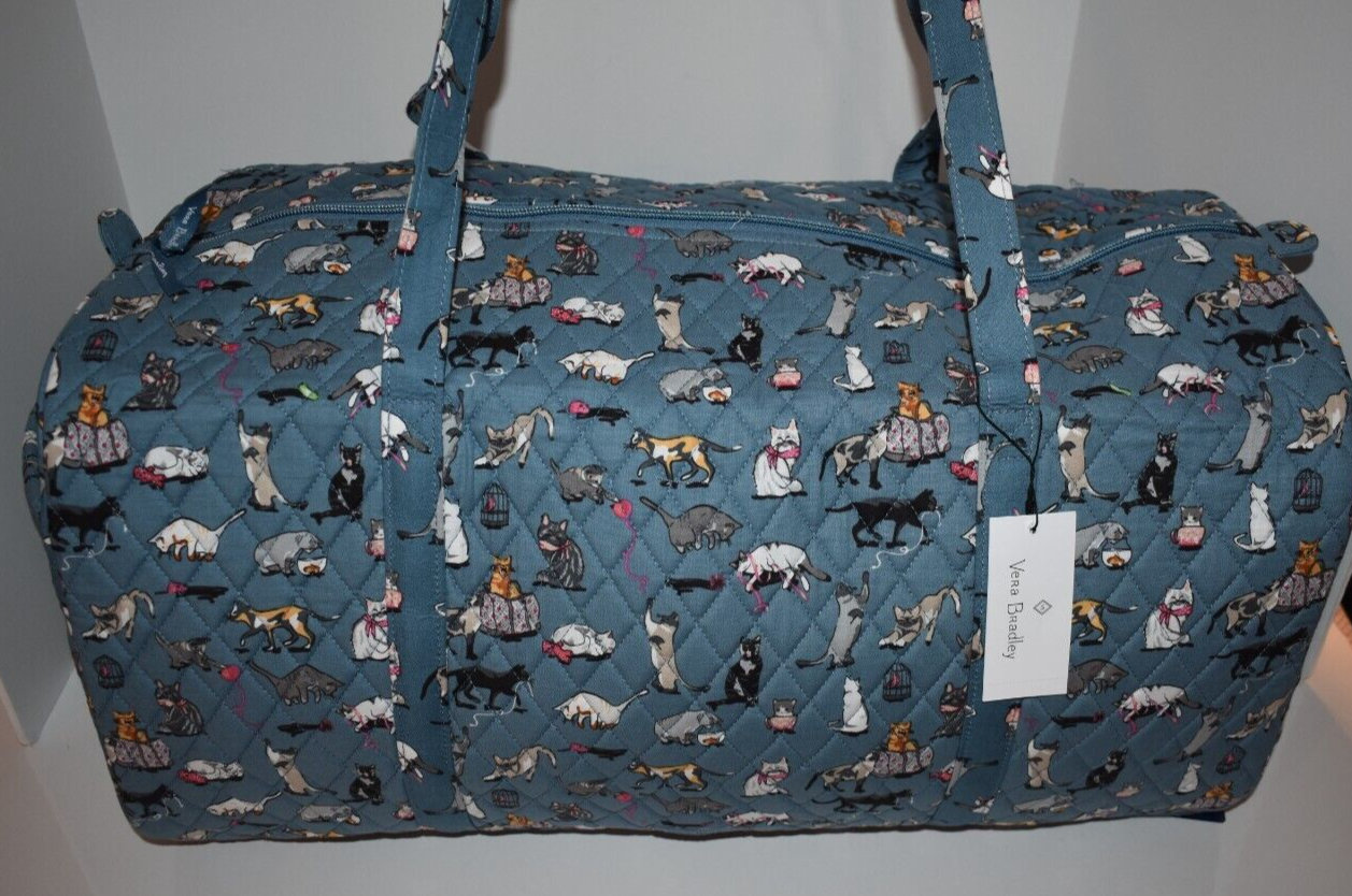 Vera Bradley Cat's Meow Pattern Large Traveler Duffel Bag eBay