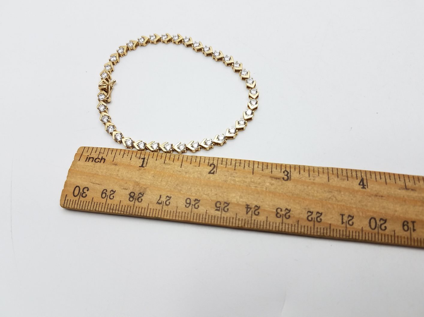14K Yellow Gold Chain Link Tennis Bracelet w/ Cubic Zirconia eBay