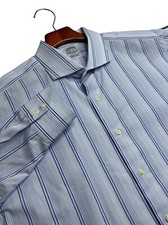 VTG BROOKS BROTHERS Size 17-33 Mens Made in USA Blue Button Front Shirt