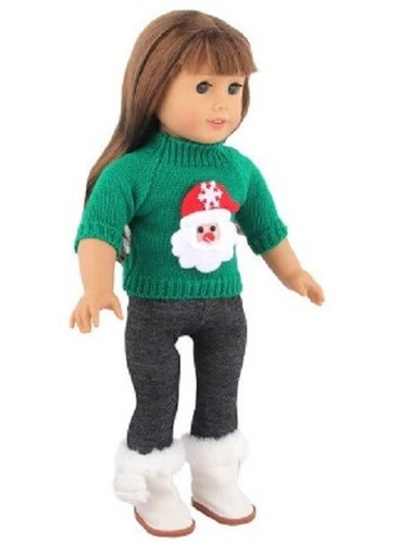 Holiday Christmas Sweater Outfit, "Santa Outfit", Made for 18 Inch Dolls - Picture 2 of 4