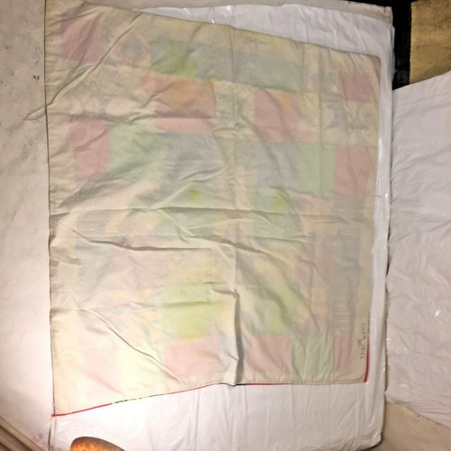 Vtg MCM Material Small Block Patchwork Baby Doll Blanket Throw Handmade CROSS - Picture 10 of 11