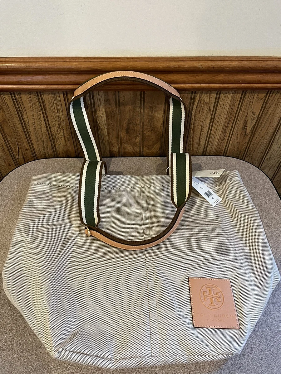 Tory Burch Ella canvas market tote natural color cotton pocket