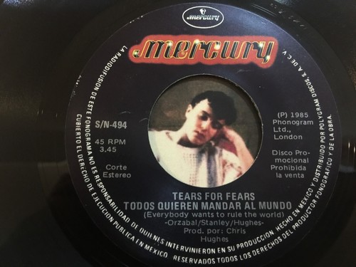 TEARS FOR FEARS Everybody Wants To Rule The World 1985 MEXICO 7" PROMO 45 Synth - Picture 5 of 5