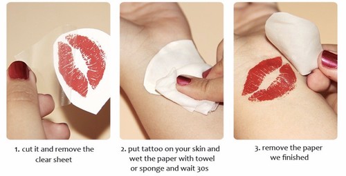 Tatuaje temporal rosas resistente al agua arte corporal de una sola vez flores rosa negro - Imagen 2 de 2