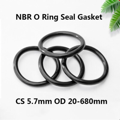 NBR O Ring Seal Gasket CS 5.7mm OD 20-680mm Nitrile Rubber Spacer Oil Resistance