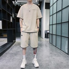 Summer Men's Outfit 2-Piece Set Short Sleeve T Shirts and Shorts Sweatsuit Set