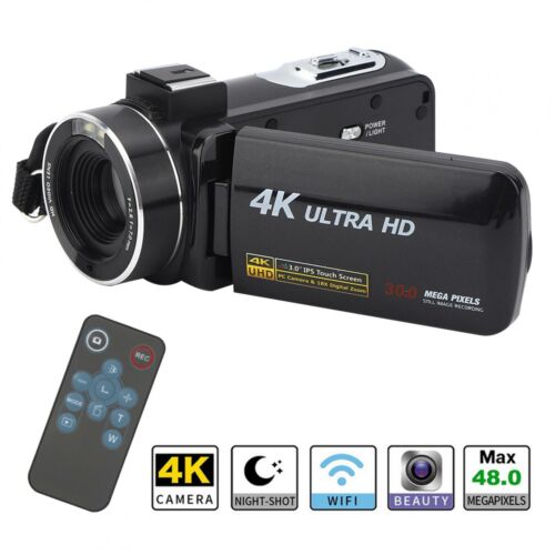 4K Camcorder Videokamera Ultra HD 4K 1080P Vlogging Videokamera Recorder 3 Zoll - Bild 1 von 12