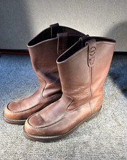 FILSON Moccasin Roper Cowboy Durable Brown Leather Men's Pull On Boots Sz 12