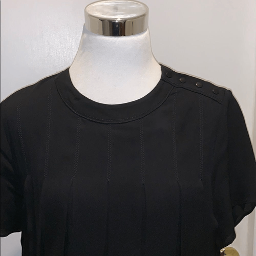 Mini abito Proenza Schouler nuovo senza etichette plissettato in seta vita bassa colore nero taglia 8 - Foto 7 di 12
