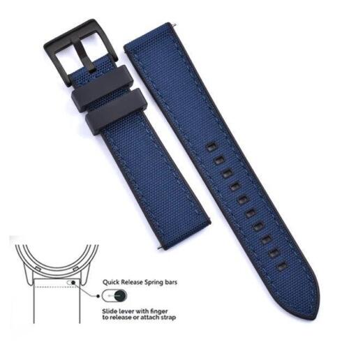Hybrid Fkm Watch Strap Fluoro Rubber Canvas Nylon Watchbands Quick Release - Picture 54 of 76