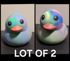 LOT OF 2 Sunny Days Jumbo Squeezy Duck Tie-Dye Squishy Stress Relief Toy NEW