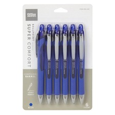 Office Depot Retractable Ballpoint Pens With Grip, Medium Point, 1.0 mm, Blue