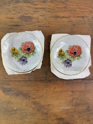 Pilkington-Chance Michael Harris Anemone Glass Plate 4 1/2'' Poppies 1965